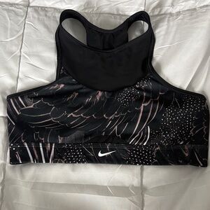 Nike Women's Black and Pink Patterned Sports Bra